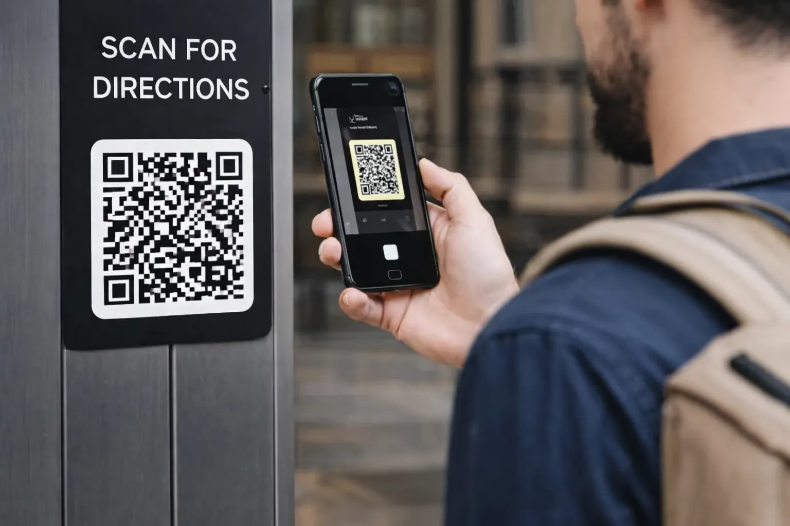 Person scanning a QR code with their phone